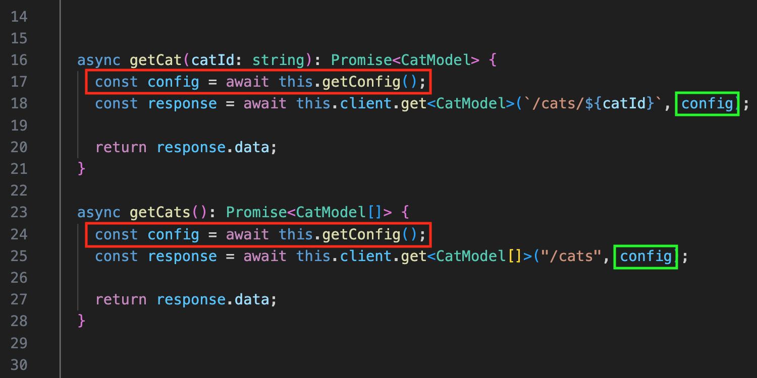 Extracted method called in other places repetition marked